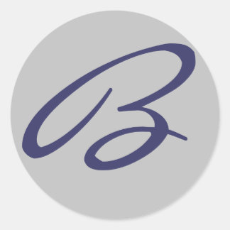 STICKER ROND "B" MONOGRAMME GRIS ET BLEUE MARINE