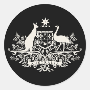 Sticker Rond B/W Australie Armoiries