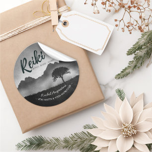 Sticker Rond B&W Natural Reiki Master Yoga moniteur de médiatio