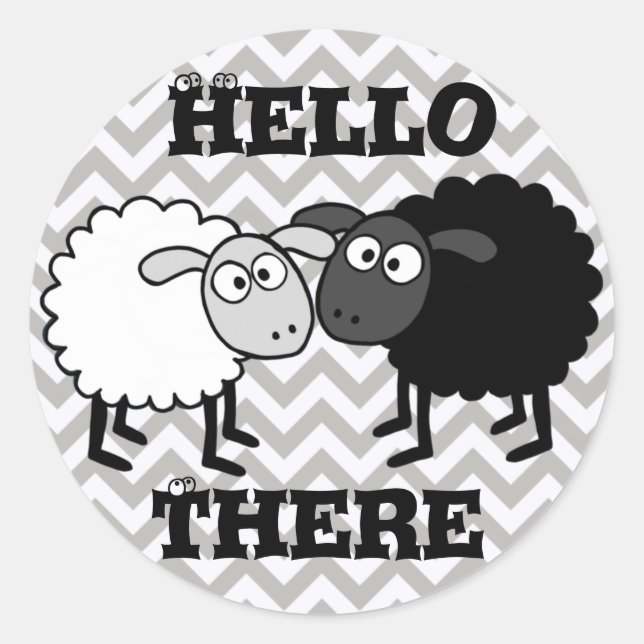 Sticker Rond B&W Sheep Glossy, Petit, 1½ pouce (feuille de 20) (Devant)