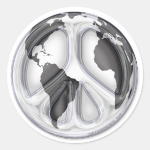 Sticker Rond B&W signe de paix terrestre