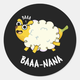 Sticker Rond Baa-nana Funny Banana Pun Dark BG