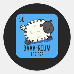 Sticker Rond Baa-rium Funny Sheep Chimie Pun Dark BG