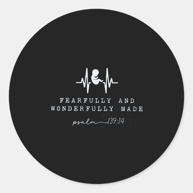 Sticker Rond Baby Announcement Fearfully And Wonderfully Made,  (Devant)