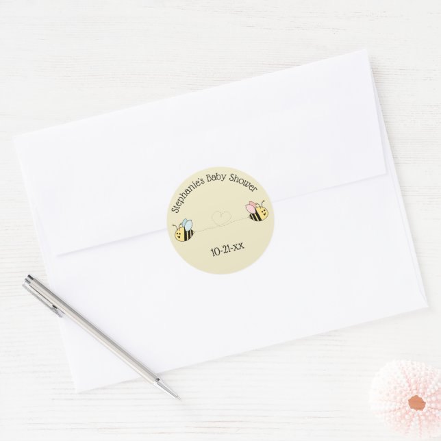 Sticker Rond Baby Bee Twin Boy and Girl Favoriser (Enveloppe)