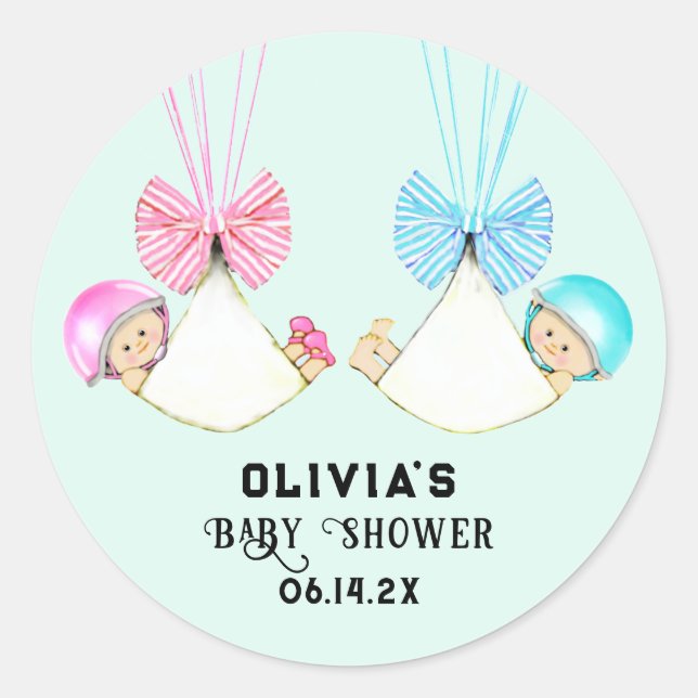 Sticker Rond Baby Boy and Girl Twins (Devant)