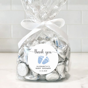 Sticker Rond Baby Boy Douche Pieds Bleus Merci