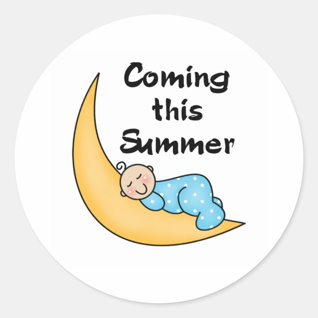 Sticker Rond Baby Boy on Moon Summer (Devant)