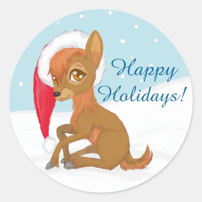 Sticker Rond Baby Christmas Reindeer (Devant)