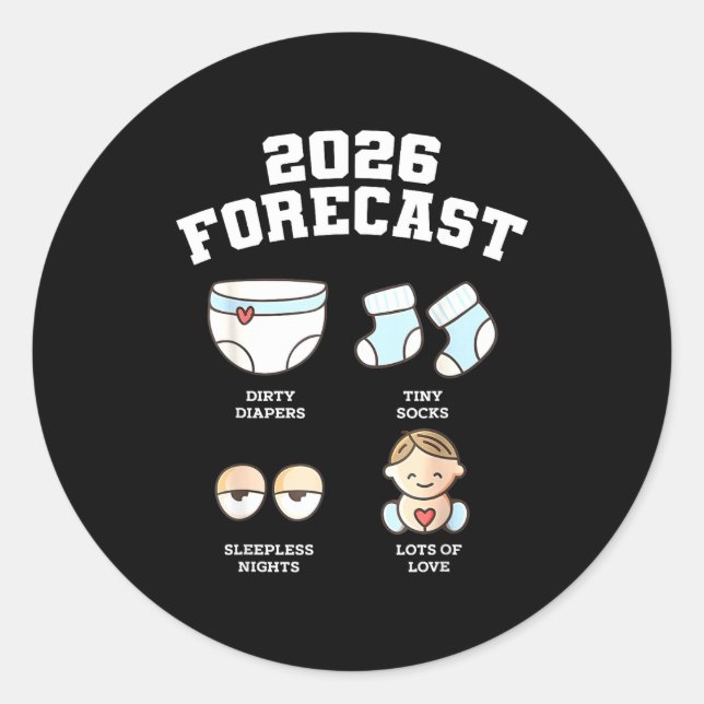 Sticker Rond Baby Coming Soon 2026 Forecast Baby Shower Funny N (Devant)