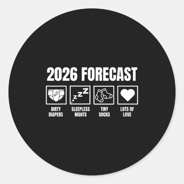 Sticker Rond Baby Coming Soon 2026 Pregnancy Announcement Forec (Devant)