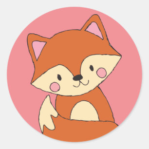 Sticker Rond Baby Fox Dessin mignon Fox Art Baby Fox Design