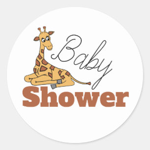 Sticker Rond Baby Giraffe, Baby shower