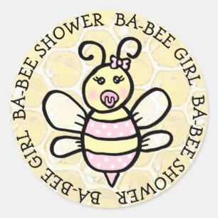 Sticker Rond Baby Girl Ba-Bee Douche