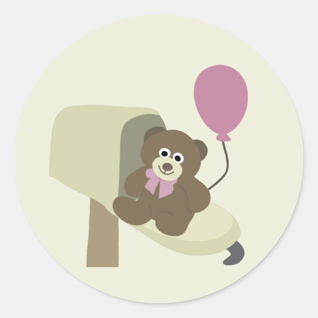 Sticker Rond Baby Girl Douche par Enveloppe Mail Phoques (Devant)