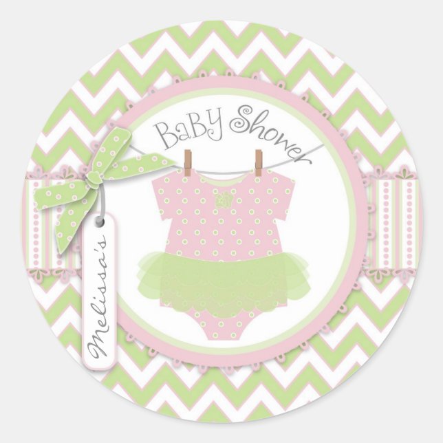 Sticker Rond Baby Girl Tutu Chevron Baby shower d'impression (Devant)