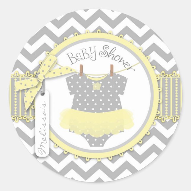 Sticker Rond Baby Girl Tutu Chevron Baby shower d'impression (Devant)