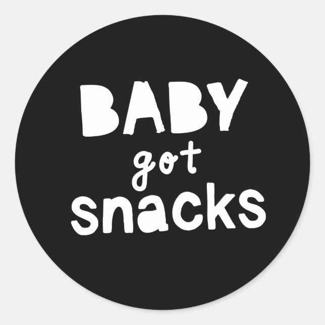 Sticker Rond "Baby got Snacks" Hip hop Thème fête d'anniversair (Devant)