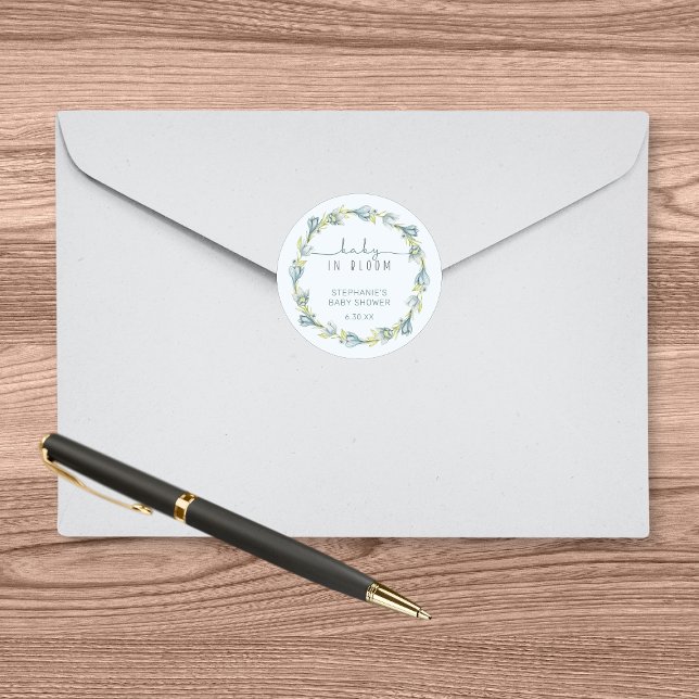 Sticker Rond Baby in Bloom Baby shower Favor (Créateur téléchargé)
