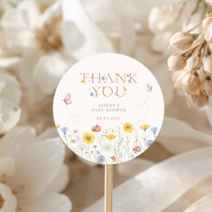 Sticker Rond Baby in Bloom Baby Shower Fleurie Remerciements