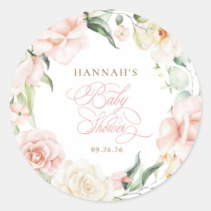 Sticker Rond Baby in Bloom Florals Baby Shower