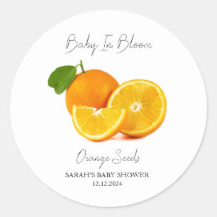 Sticker Rond Baby In Bloom l Orange Seeds Baby shower