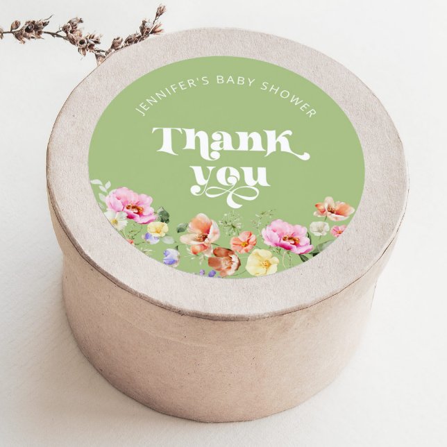 Sticker Rond Baby in florom fleur sauvage baby shower merci (Créateur téléchargé)