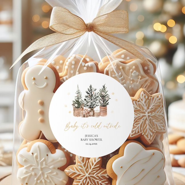 Sticker Rond Baby It’s Cold Outside Christmas Trees Baby shower (Créateur téléchargé)