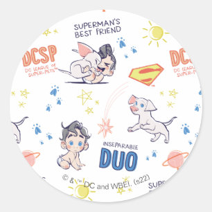 Sticker Rond Baby Krypto & Superman Motif