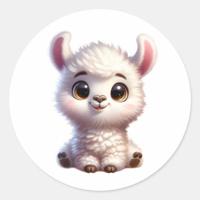 Sticker Rond Baby Lhama (Devant)