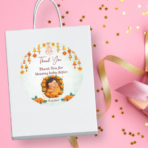 Sticker Rond Baby Naming Namkaran Cradle Ceremony en faveur