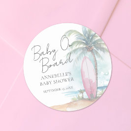 Sticker Rond Baby On Board Beach Baby Shower