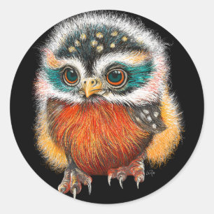 Sticker Rond Baby Owl Art