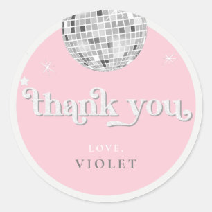 Sticker Rond Baby Pink Disco Bridal Shower Circle