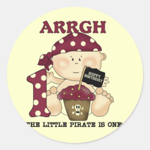 Sticker Rond Baby Pirate 1er Anniversaire Tshirts et cadeaux