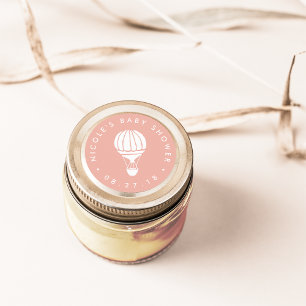 Sticker Rond Baby shower à ballon à air chaud Peach