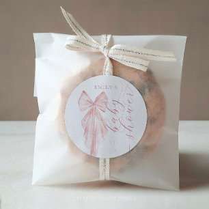 Sticker Rond Baby shower à boue rose - Ruban d'aquarelle minima