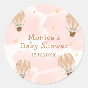 Sticker Rond Baby shower à bulle à air chaud neutre doux