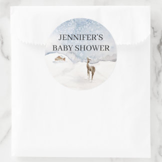 Sticker Rond Baby shower à feuillage persistant aquarelle