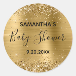 Sticker Rond Baby shower à huile d'or