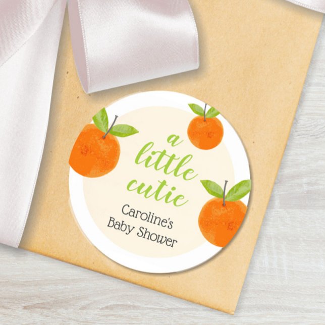 Sticker Rond Baby shower à l'aquarelle Bébé orange mignon petit (Créateur téléchargé)