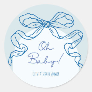 Sticker Rond Baby shower à mâchoire blanche rétro