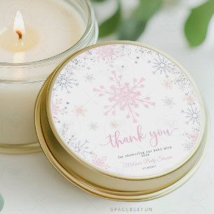 Sticker Rond Baby shower à neige