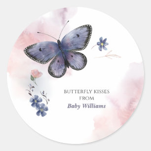 Sticker Rond Baby shower à papillon mou