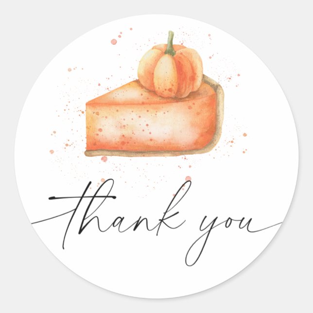 Sticker Rond baby shower à tarte citrouille merci (Devant)