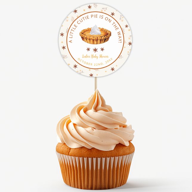 Sticker rond Baby shower à tarte Cutie (Autumn Baby Shower Favor Stickers)