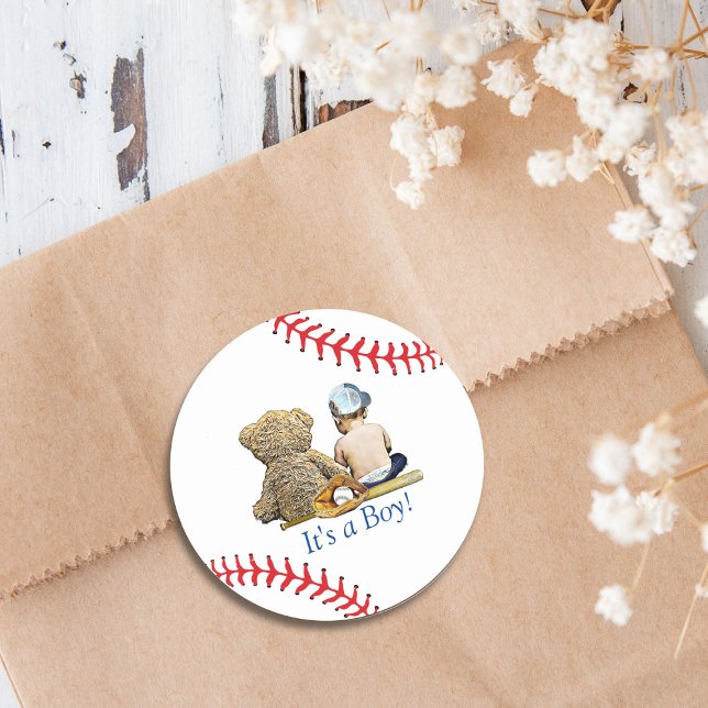 Sticker Rond Baby shower À Thème De Baseball (Créateur téléchargé)