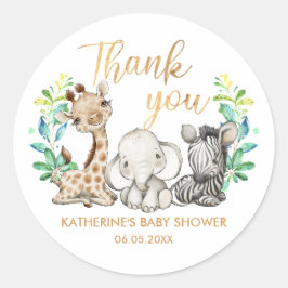 Sticker Rond Baby shower animalier de la Jungle Safari sauvage