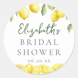 Sticker Rond Baby Shower Aquarelle Citron Jaune