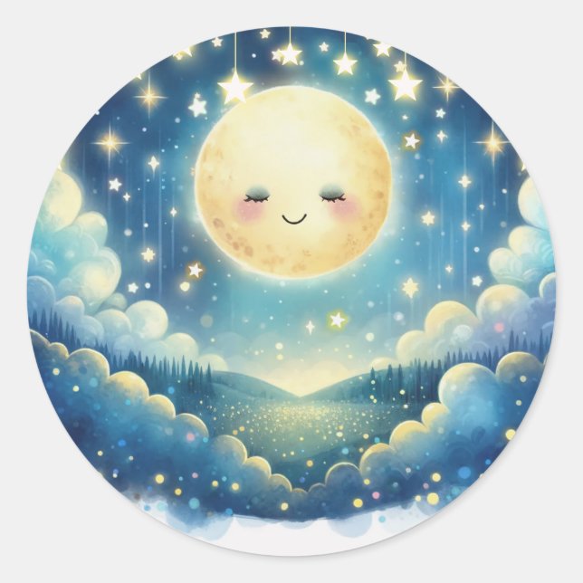 Sticker Rond Baby shower Aquarelle Twinkle Little Star (Devant)